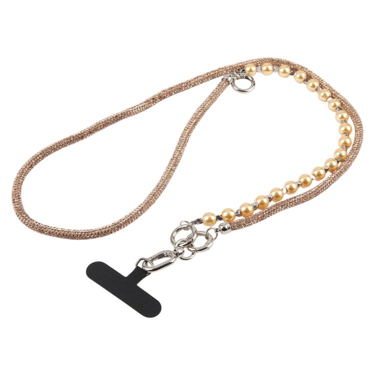 Cordino per cellulare scintillante con strass e perle, con perline di cristallo rimovibili.