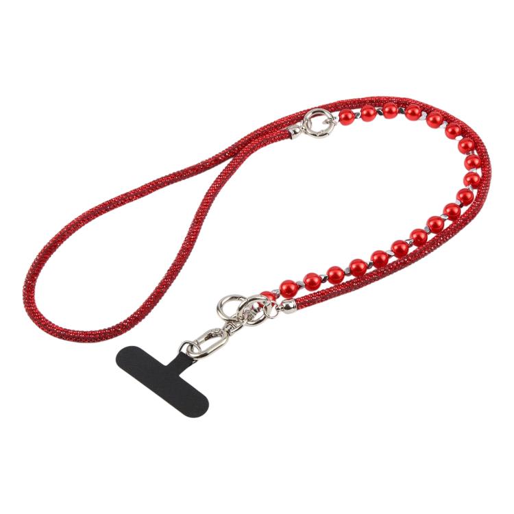 Cordino per cellulare scintillante con strass e perle, con perline di cristallo rimovibili.