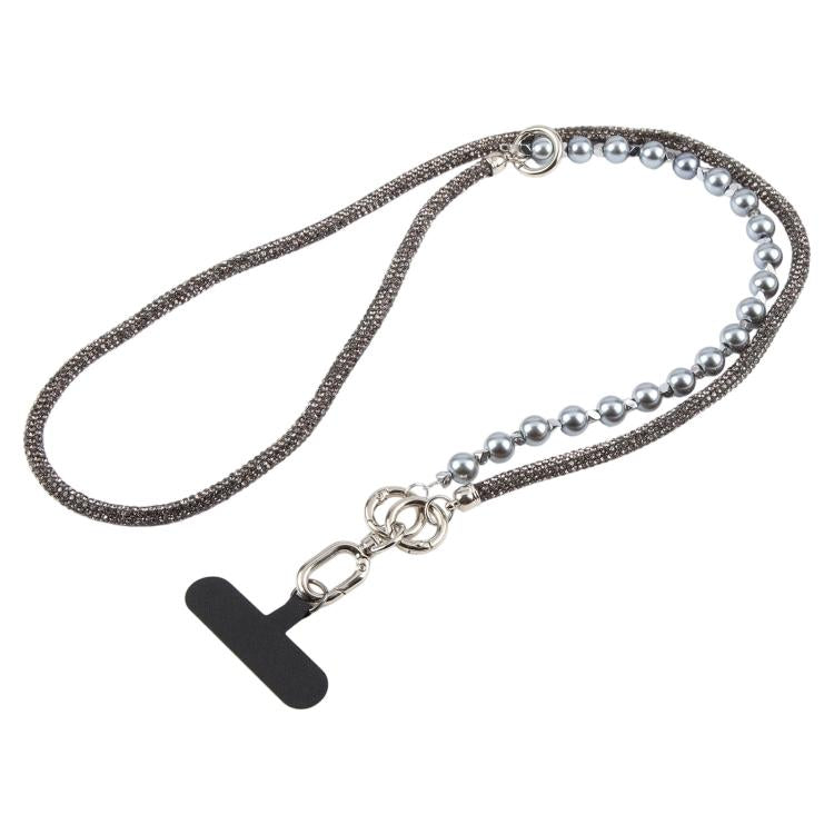 Cordino per cellulare scintillante con strass e perle, con perline di cristallo rimovibili.