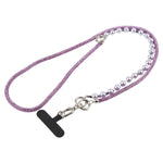 Cordino per cellulare scintillante con strass e perle, con perline di cristallo rimovibili.