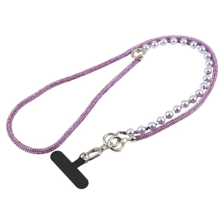 Cordino per cellulare scintillante con strass e perle, con perline di cristallo rimovibili.