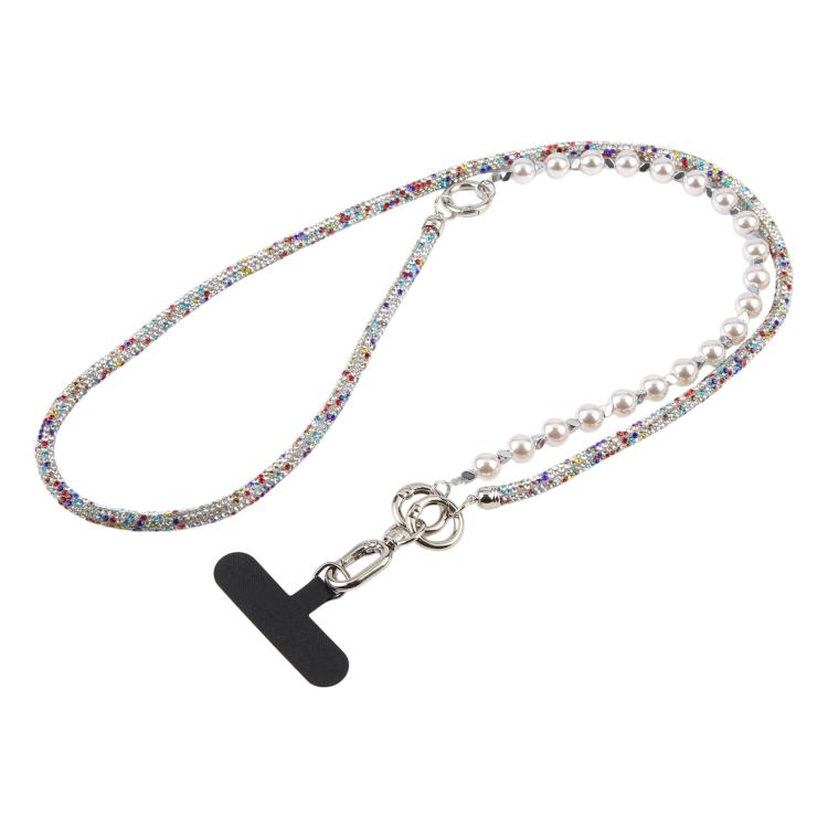 Cordino per cellulare scintillante con strass e perle, con perline di cristallo rimovibili.