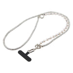 Cordino per cellulare scintillante con strass e perle, con perline di cristallo rimovibili.