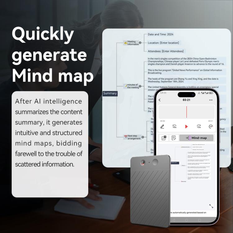 Formato A3, tastiera a due tasti con trama twill, ultra sottile, registratore vocale intelligente con intelligenza artificiale, supporto per AIREC-APP., 8GB, 16GB, 32GB, 64GB, 128GB, 256GB