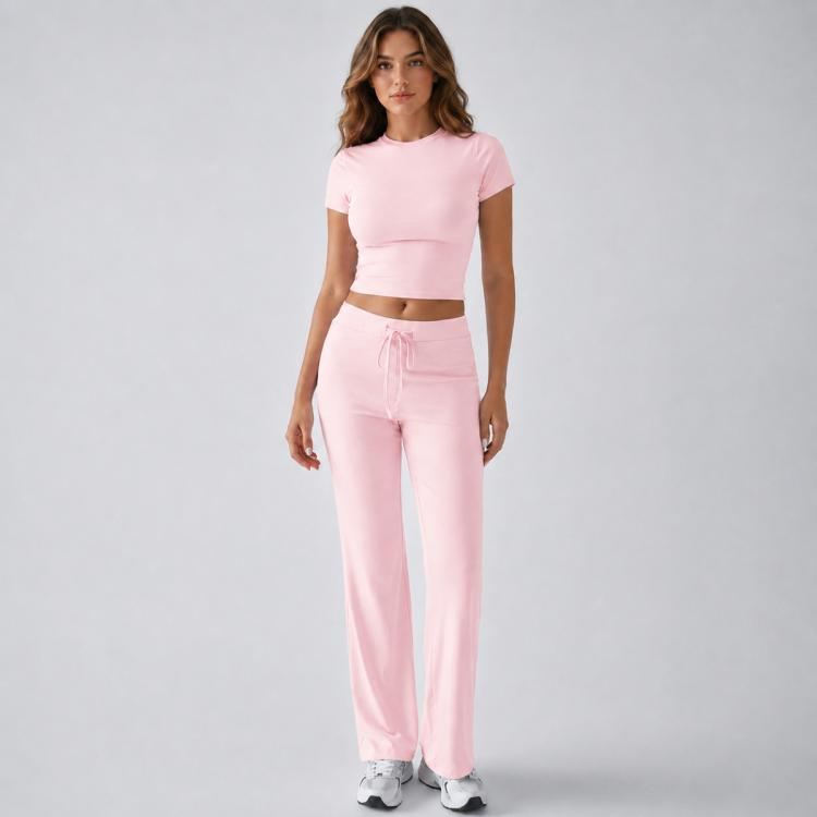 Completo da donna a maniche corte in tinta unita, stile urban casual, M