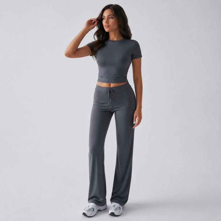 Completo da donna a maniche corte in tinta unita, stile urban casual, M