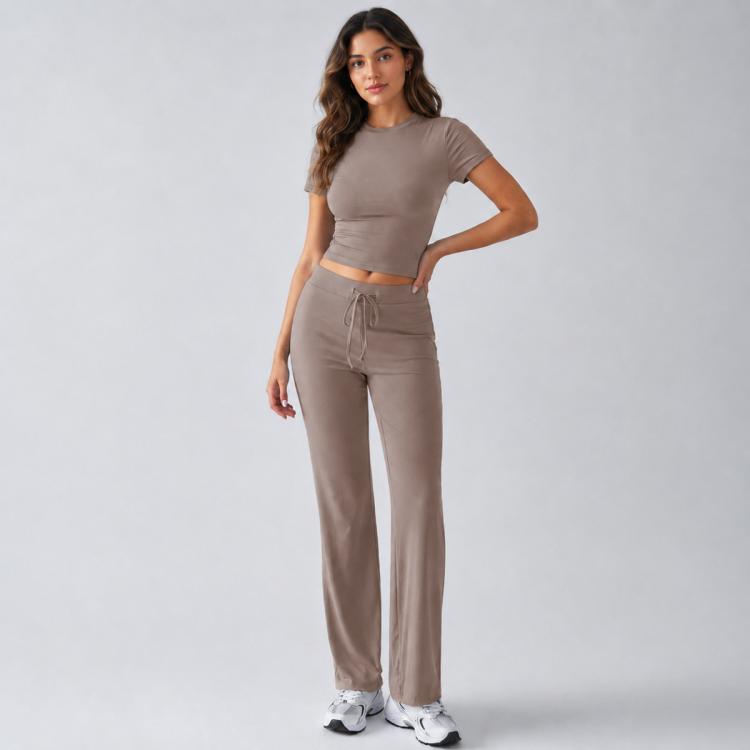 Completo da donna a maniche corte in tinta unita, stile urban casual, M