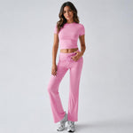 Completo da donna a maniche corte in tinta unita, stile urban casual, L