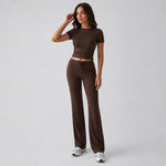 Completo da donna a maniche corte in tinta unita, stile urban casual, L