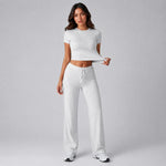 Completo da donna a maniche corte in tinta unita, stile urban casual, XS
