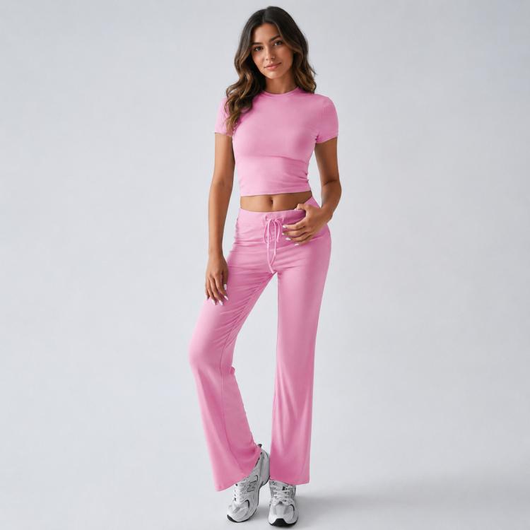 Completo da donna a maniche corte in tinta unita, stile urban casual, XS