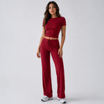 Completo da donna a maniche corte in tinta unita, stile urban casual, XS