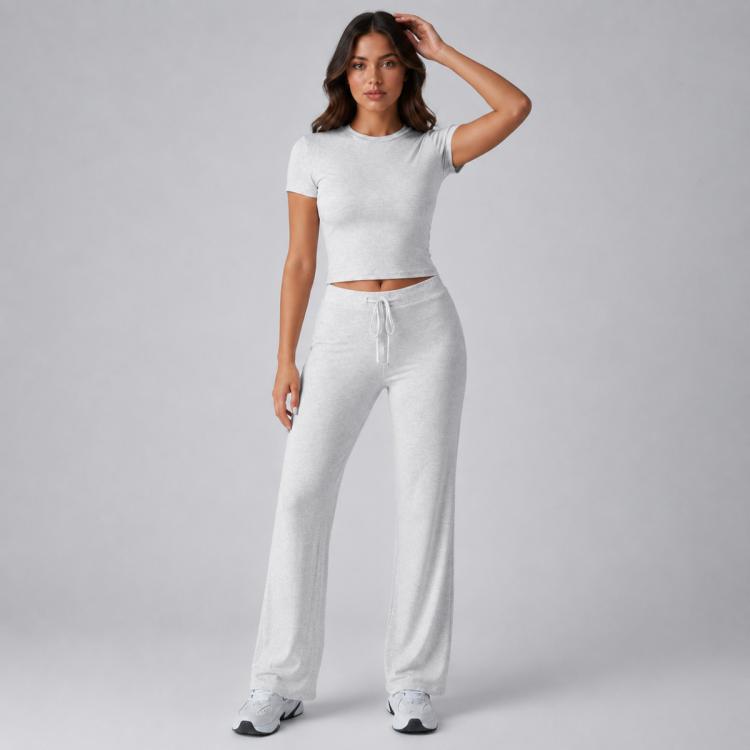 Completo da donna a maniche corte in tinta unita, stile urban casual, XXL