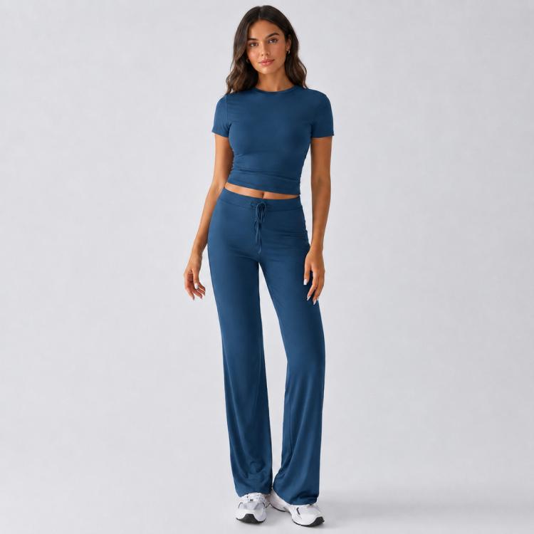 Completo da donna a maniche corte in tinta unita, stile urban casual, XXL