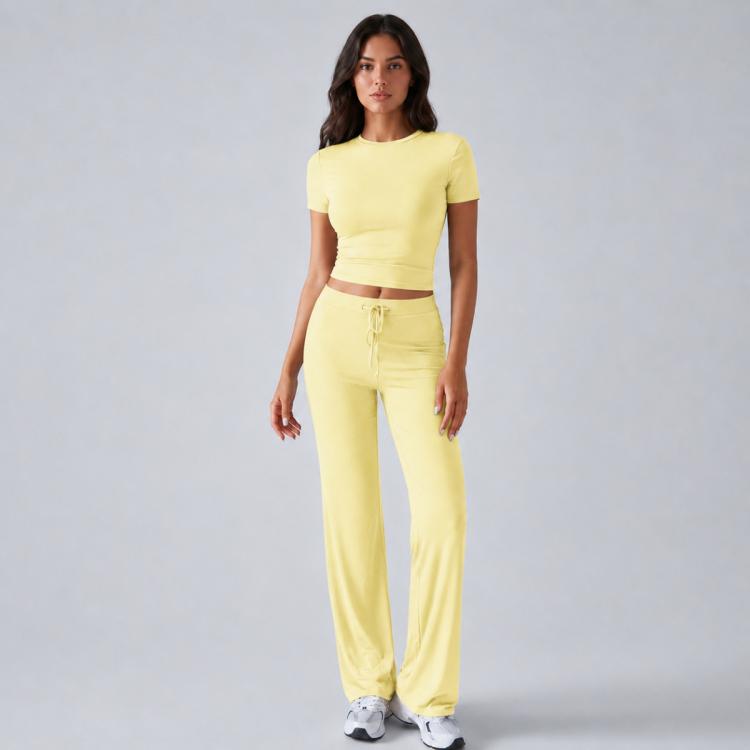 Completo da donna a maniche corte in tinta unita, stile urban casual, XXL