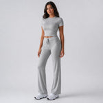 Completo da donna a maniche corte in tinta unita, stile urban casual, XXL