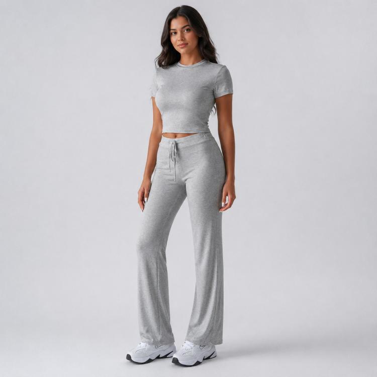 Completo da donna a maniche corte in tinta unita, stile urban casual, XXL