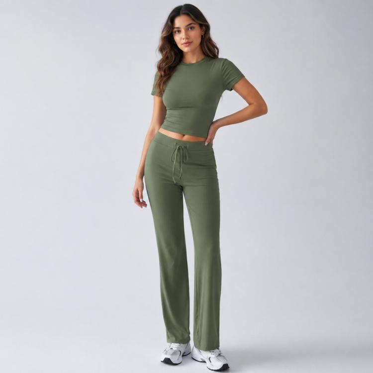 Completo da donna a maniche corte in tinta unita, stile urban casual, XXL