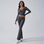 Completo sportivo casual da donna a maniche lunghe in tinta unita., S, M