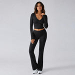 Completo sportivo casual da donna a maniche lunghe in tinta unita., S, M