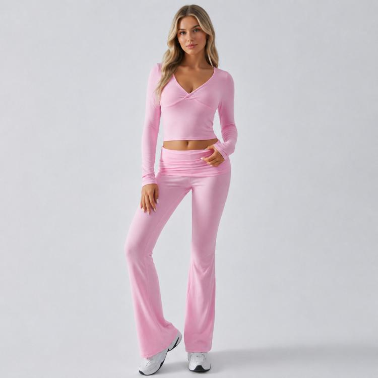 Completo sportivo casual da donna a maniche lunghe in tinta unita., XS, XXL