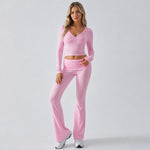 Completo sportivo casual da donna a maniche lunghe in tinta unita., XS, XXL