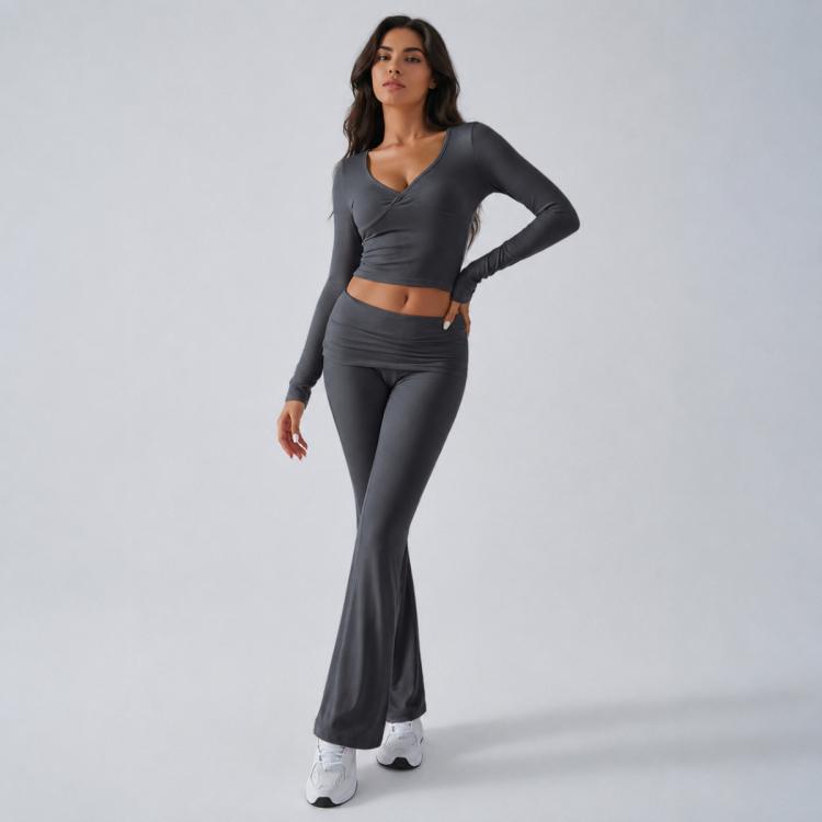 Completo sportivo casual da donna a maniche lunghe in tinta unita., XS, XXL