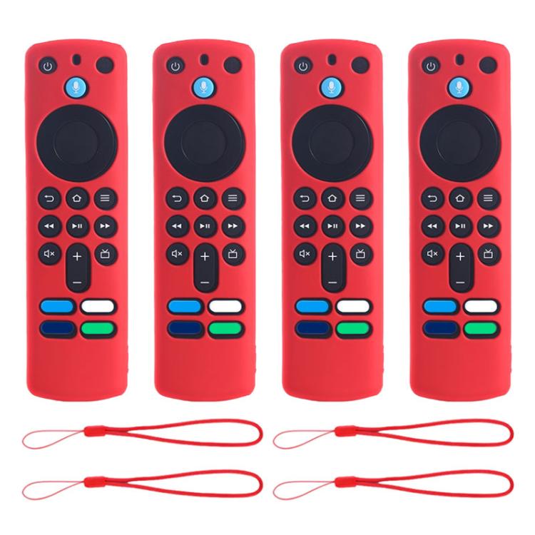XDcase - Set di 4 custodie protettive in morbido silicone con mini cinturino, For Amazon Alexa Voice Remote 3rd Gen