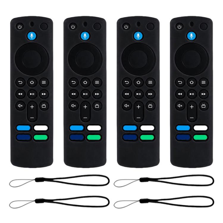XDcase - Set di 4 custodie protettive in morbido silicone con mini cinturino, For Amazon Alexa Voice Remote 3rd Gen
