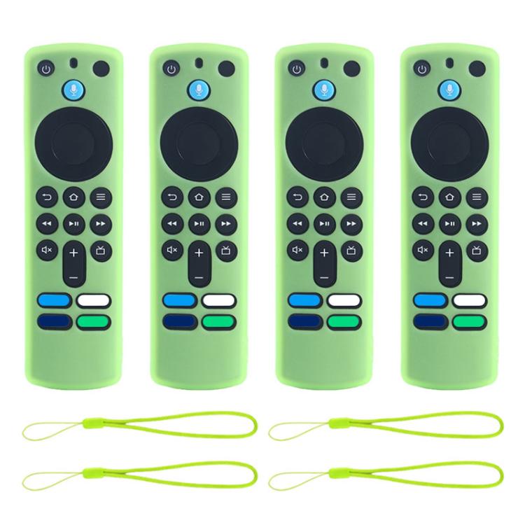 XDcase - Set di 4 custodie protettive in morbido silicone con mini cinturino, For Amazon Alexa Voice Remote 3rd Gen