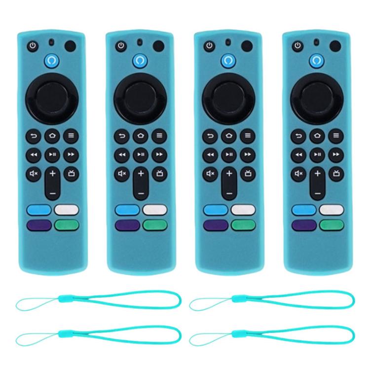 XDcase - Set di 4 custodie protettive in morbido silicone con mini cinturino, For Amazon Alexa Voice Remote 3rd Gen