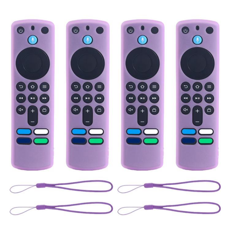 XDcase - Set di 4 custodie protettive in morbido silicone con mini cinturino, For Amazon Alexa Voice Remote 3rd Gen