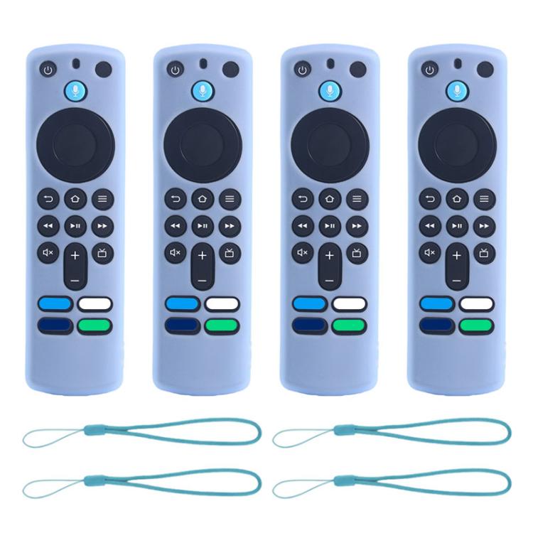 XDcase - Set di 4 custodie protettive in morbido silicone con mini cinturino, For Amazon Alexa Voice Remote 3rd Gen
