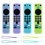 XDcase - Set di 4 custodie protettive in morbido silicone con mini cinturino, For Amazon Alexa Voice Remote 3rd Gen