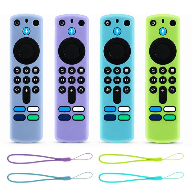 XDcase - Set di 4 custodie protettive in morbido silicone con mini cinturino, For Amazon Alexa Voice Remote 3rd Gen