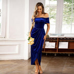 Abito da donna elegante, aderente, monospalla in velluto, M, L, XL