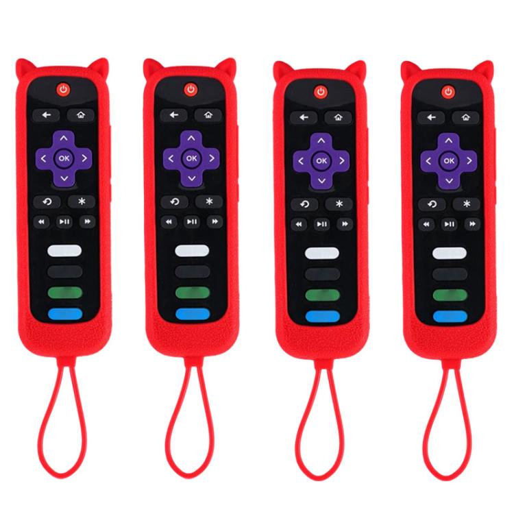 XDcase Confezione da 4 custodie protettive in silicone con simpatiche orecchie da gatto e mini cinturino, For TCL Roku TV Remote