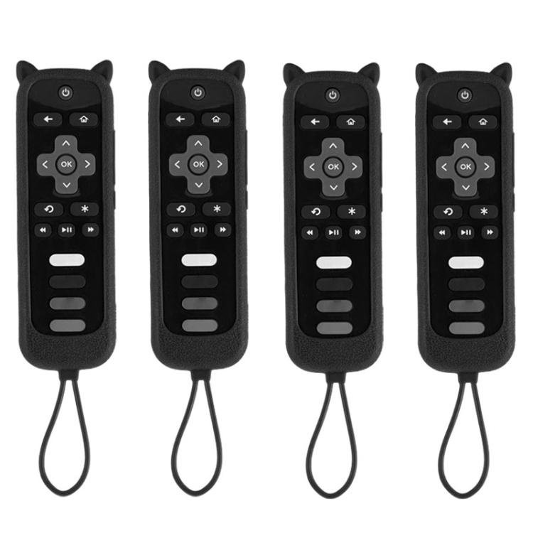 XDcase Confezione da 4 custodie protettive in silicone con simpatiche orecchie da gatto e mini cinturino, For TCL Roku TV Remote