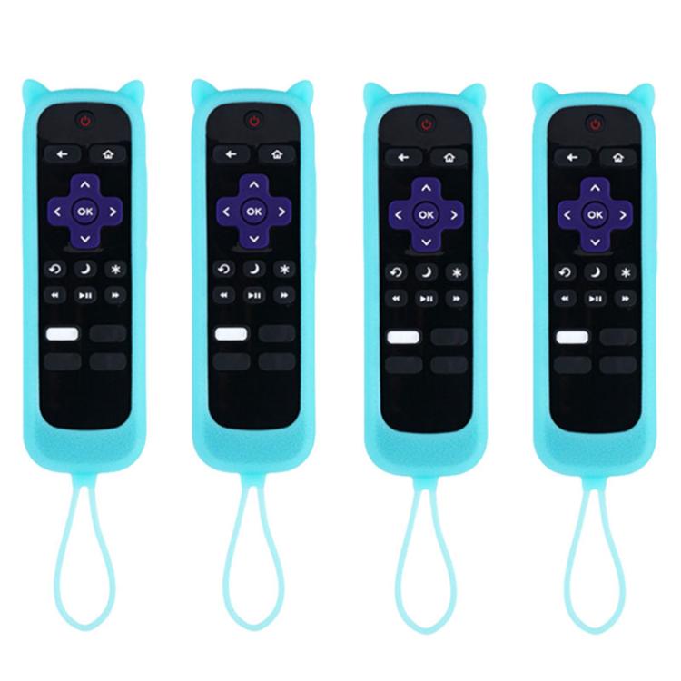 XDcase Confezione da 4 custodie protettive in silicone con simpatiche orecchie da gatto e mini cinturino, For TCL Roku TV Remote
