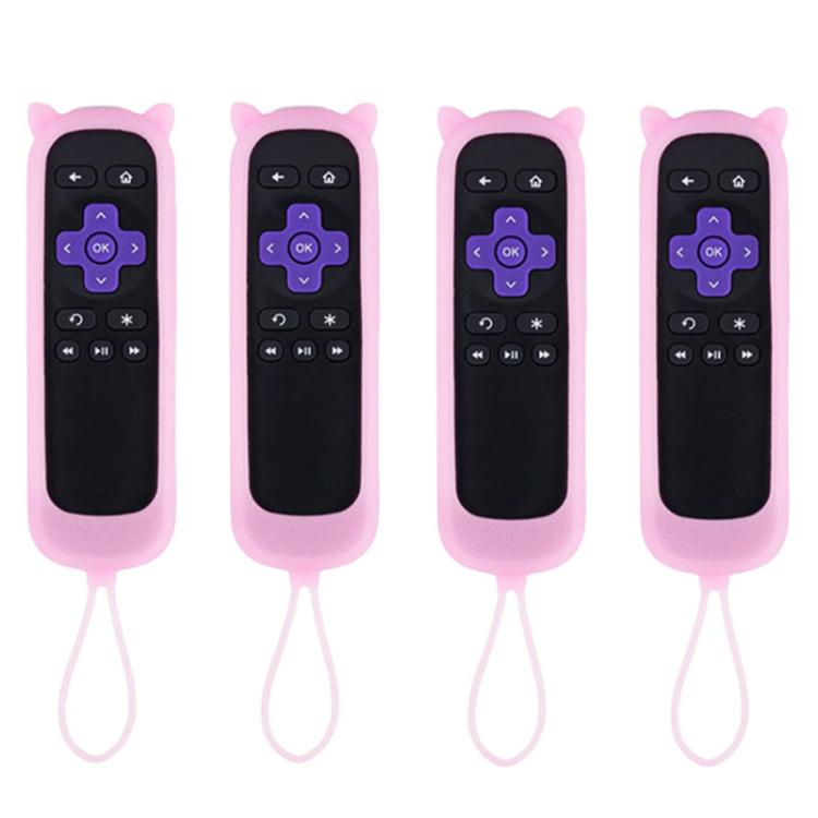 XDcase Confezione da 4 custodie protettive in silicone con simpatiche orecchie da gatto e mini cinturino, For TCL Roku TV Remote
