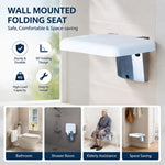 Sedie d'attesa pieghevoli a parete, sgabelli da bagno, sedie per WC, Square (White)