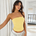 Top aderente in maglia, senza spalline e senza schienale, tinta unita, sexy e sexy., M
