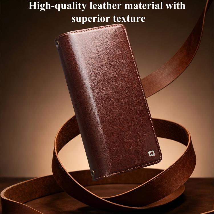 QIALINO 2 in 1 Borsa a mano in pelle staccabile e custodia per telefono, For iPhone 17 Pro Max
