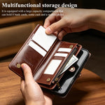 QIALINO 2 in 1 Borsa a mano in pelle staccabile e custodia per telefono, For iPhone 17 Pro Max