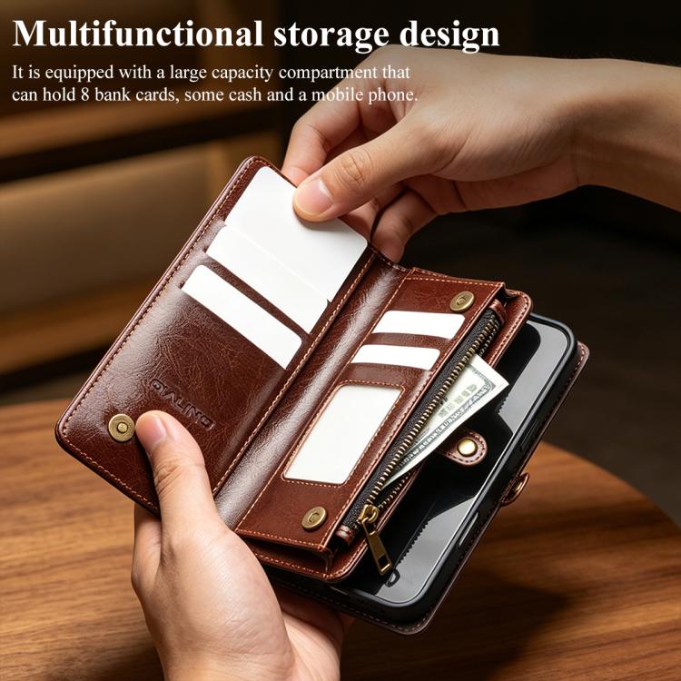 QIALINO 2 in 1 Borsa a mano in pelle staccabile e custodia per telefono, For iPhone 17 Pro Max