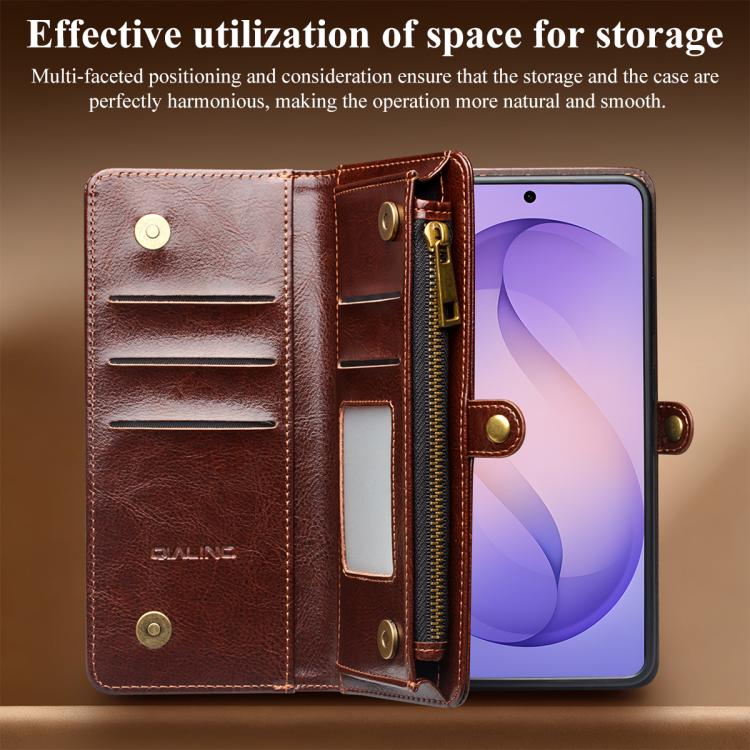 QIALINO 2 in 1 Borsa a mano in pelle staccabile e custodia per telefono, For Galaxy S26 Ultra 5G, For Galaxy S25 Ultra 5G