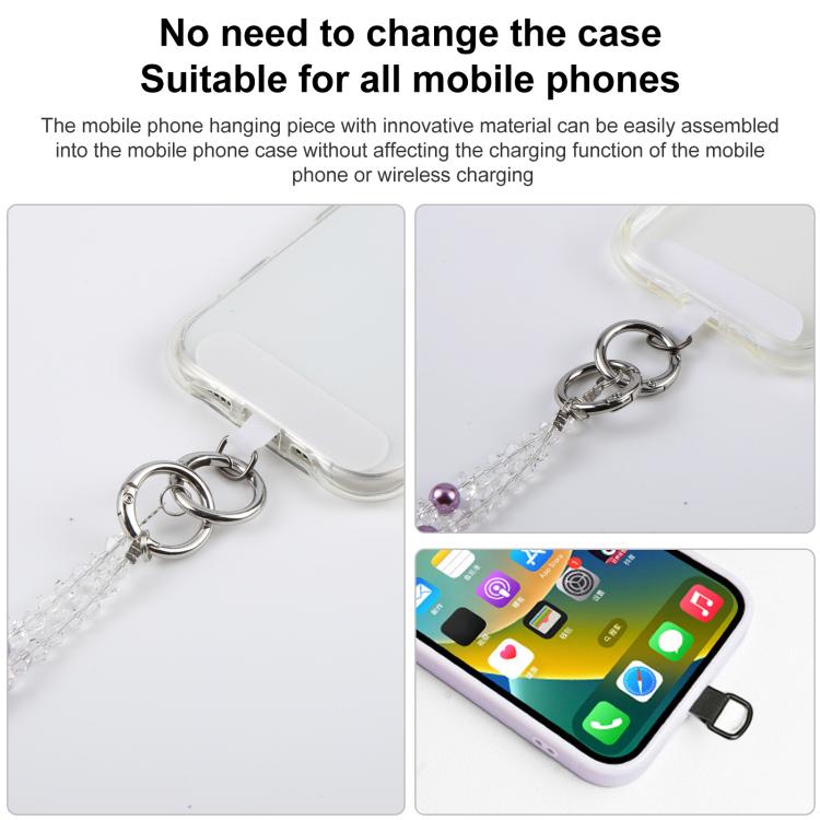 Ciondolo per cellulare a forma di flacone di profumo con perline, cordino per cellulare da portare a tracolla con elastico di sicurezza.