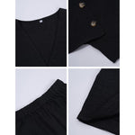 Completo donna casual con gilet e pantaloncini bottoni