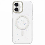 Custodia magnetica per telefono con inserti in resina epossidica glitterata., For iPhone 16, For iPhone 15 Pro Max, For iPhone 15 Pro, For iPhone 15 Plus
