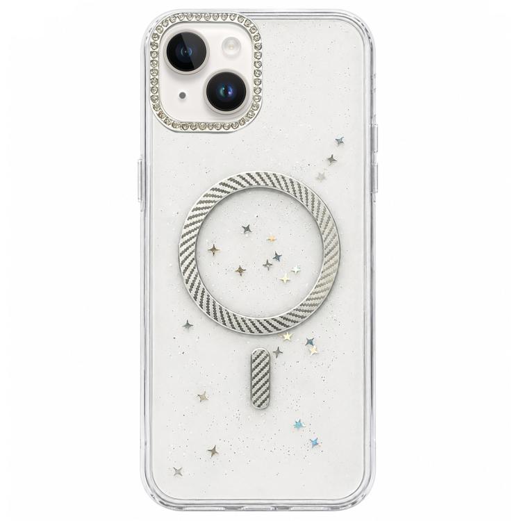 Custodia magnetica per telefono con inserti in resina epossidica glitterata., For iPhone 15, For iPhone 14 Plus, For iPhone 14, For iPhone 14 Pro